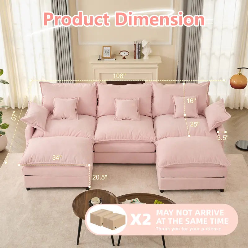108" U-Shaped Modular Sectional Sofa