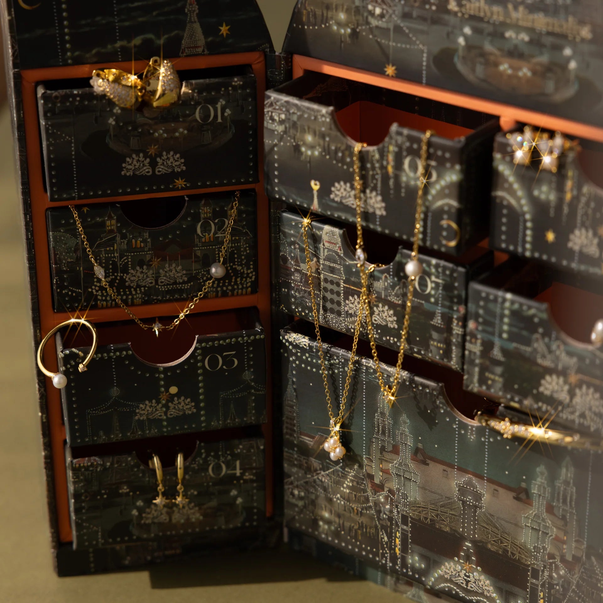 Starry Night Advent Calendar in 18K Gold