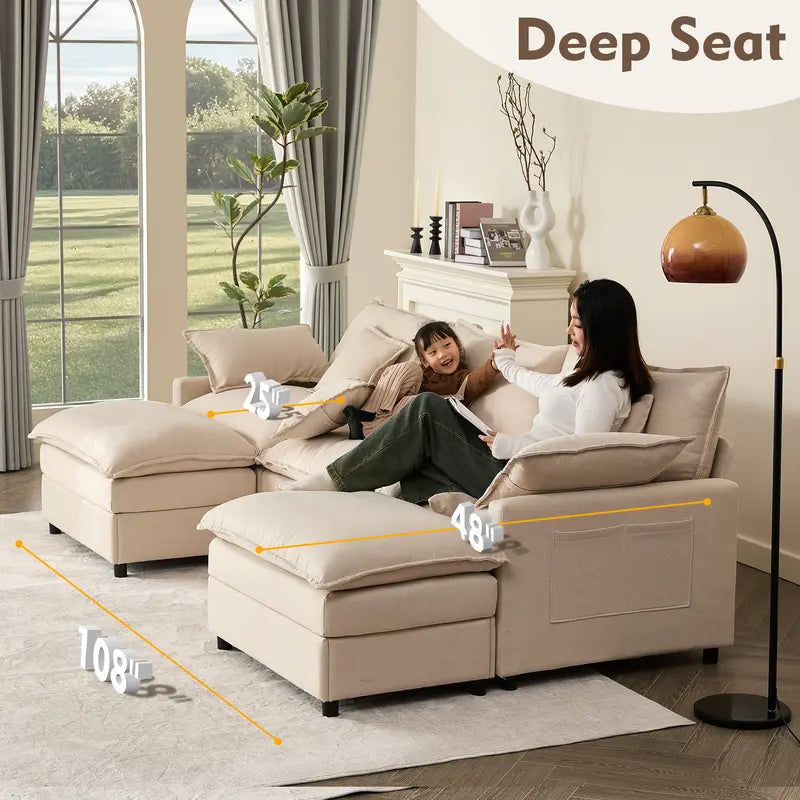 108" U-Shaped Modular Sectional Sofa