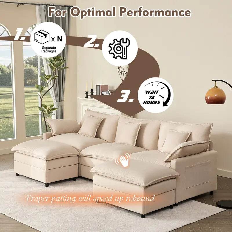 108" U-Shaped Modular Sectional Sofa